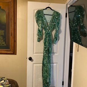 For Love and Lemons sequin green dress small